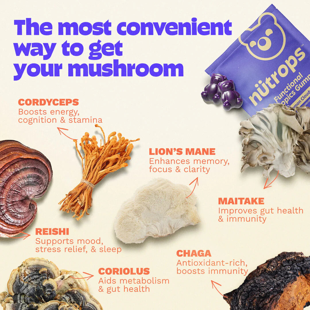 Grüns Nutrops Lions Mane Mushroom Gummies for Adults